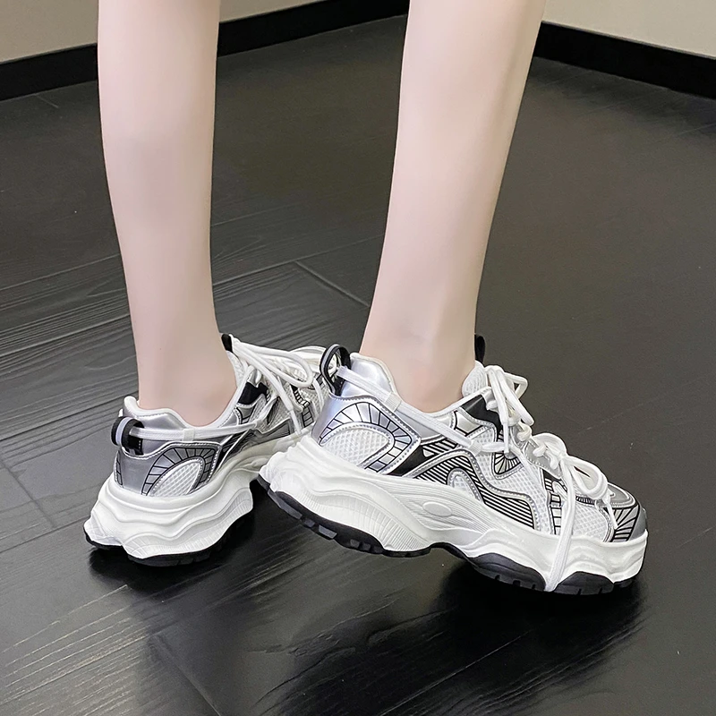 Кроссовки на танкетке женская обувь с дышащей сеткой разноцветные туфли