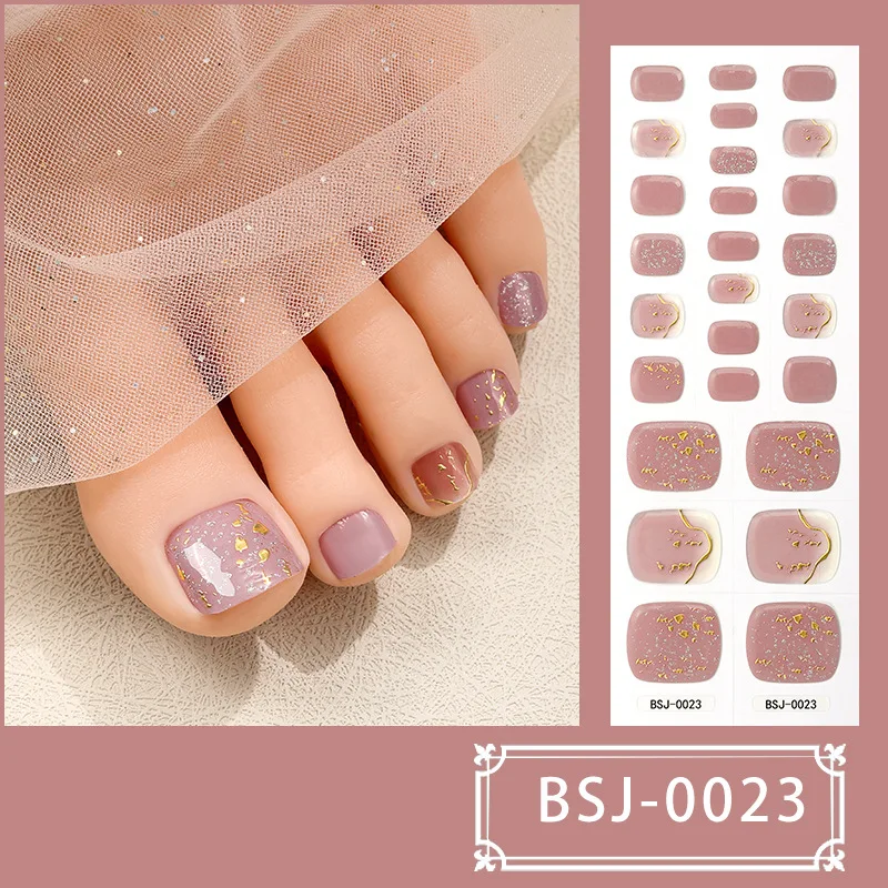 

26 Strips Toe Gel Nail Wraps Toenail Patch Waterproof 3D Phototherapy Nail Semi-cured Hardens with UV Light Toe Nail Stickers