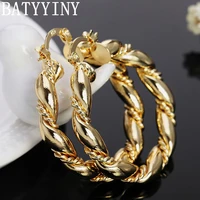 batyyiny 925 sterling silver fine goldrose gold twisted hoop earrings for woman lady fashion engagement jewelry gift