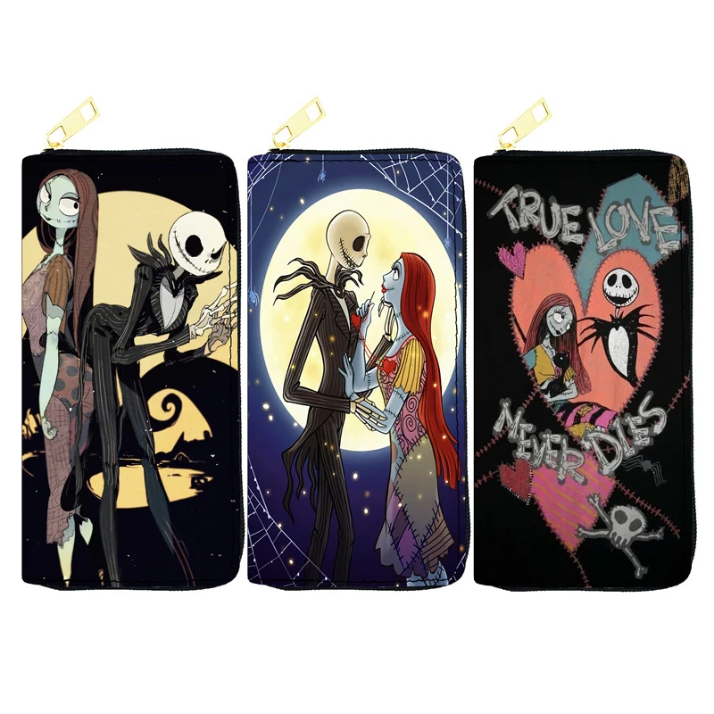 

Длинный кошелек Disney Джек Скеллингтона 2023, кошелек с аниме-фигуркой, портативный кошелек с монетницей из искусственного мультфильма, зажим для денег, подарки на день рождения