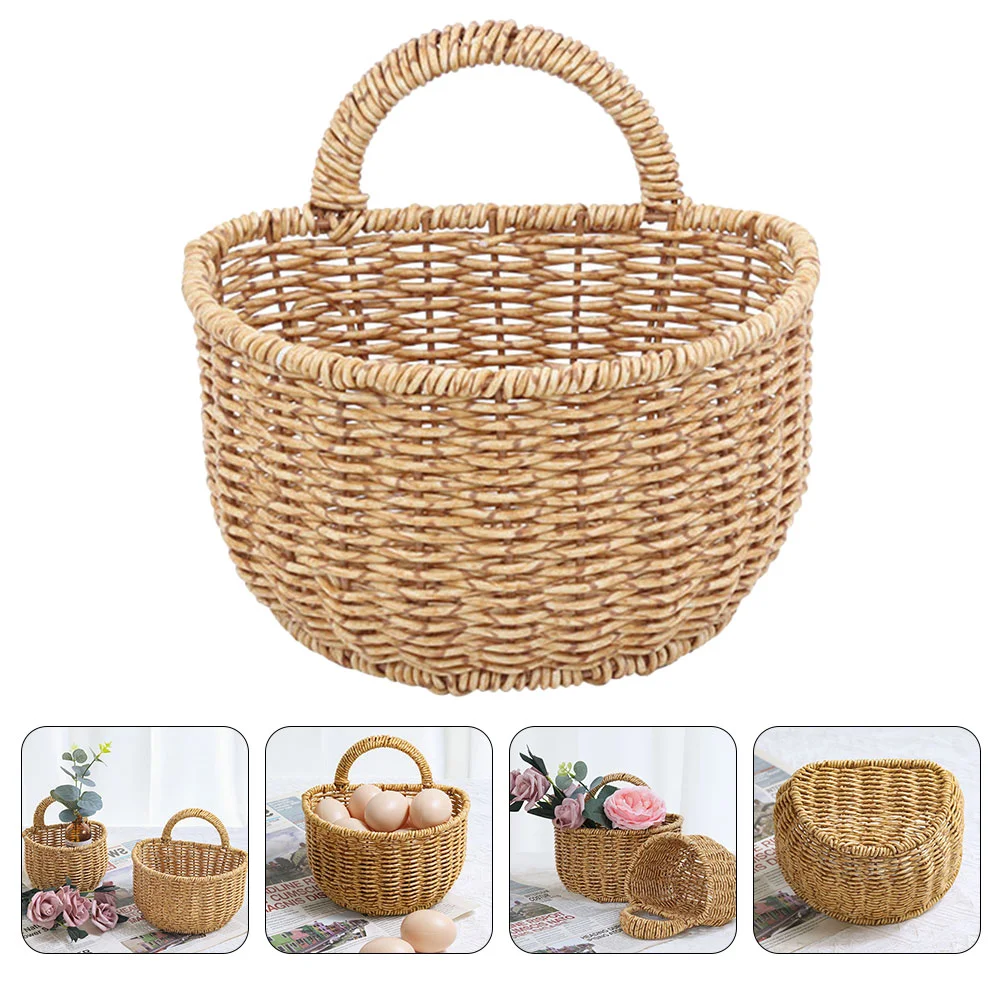 

Kitchen Woven Hamper Sundries Hanging Vegetable Storage Baskets Wall Small Large Holder Flower