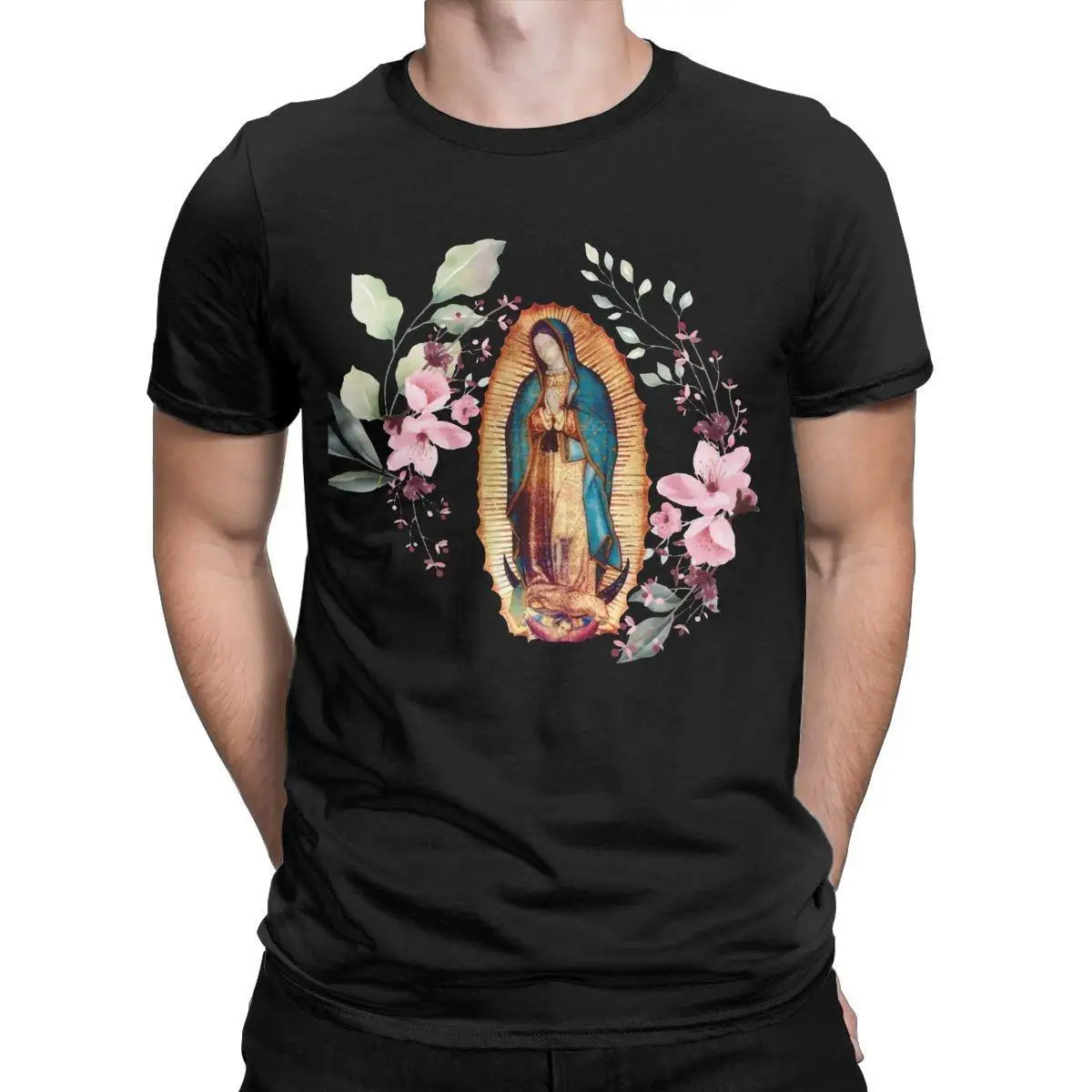 Our Lady Of Guadalupe Nuestra De Guadalupe T Shirt Men 100% Cotton T-Shirts O Neck Virgin Mary Tee Shirt Short Sleeve Clothing
