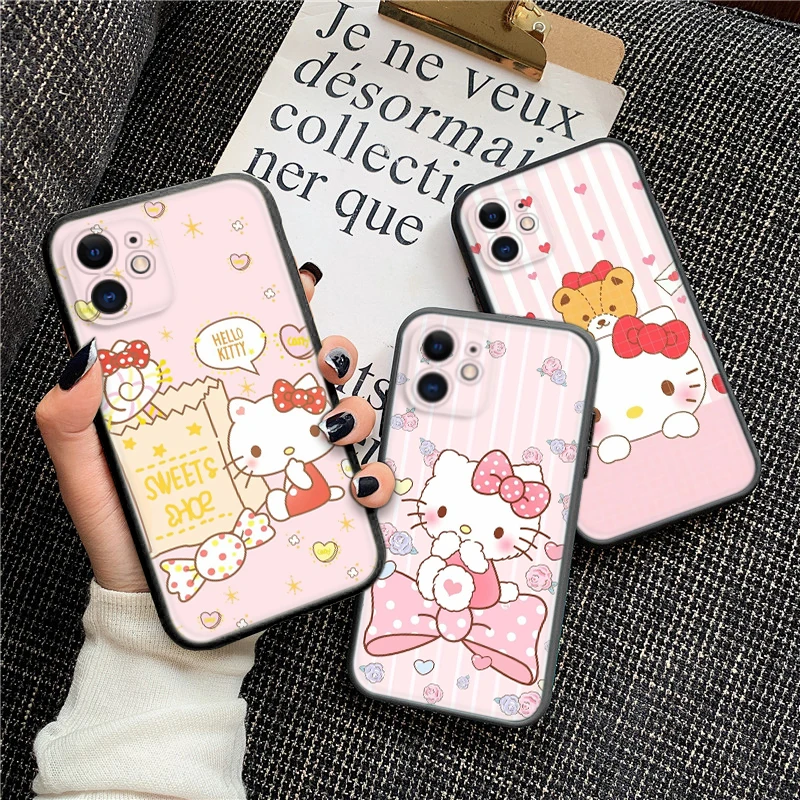G35 Holle Kitty cute Soft Silicone Case for iPhone 15 14 Plus 13 12 11 X XS XR Pro Max Mini 8 7