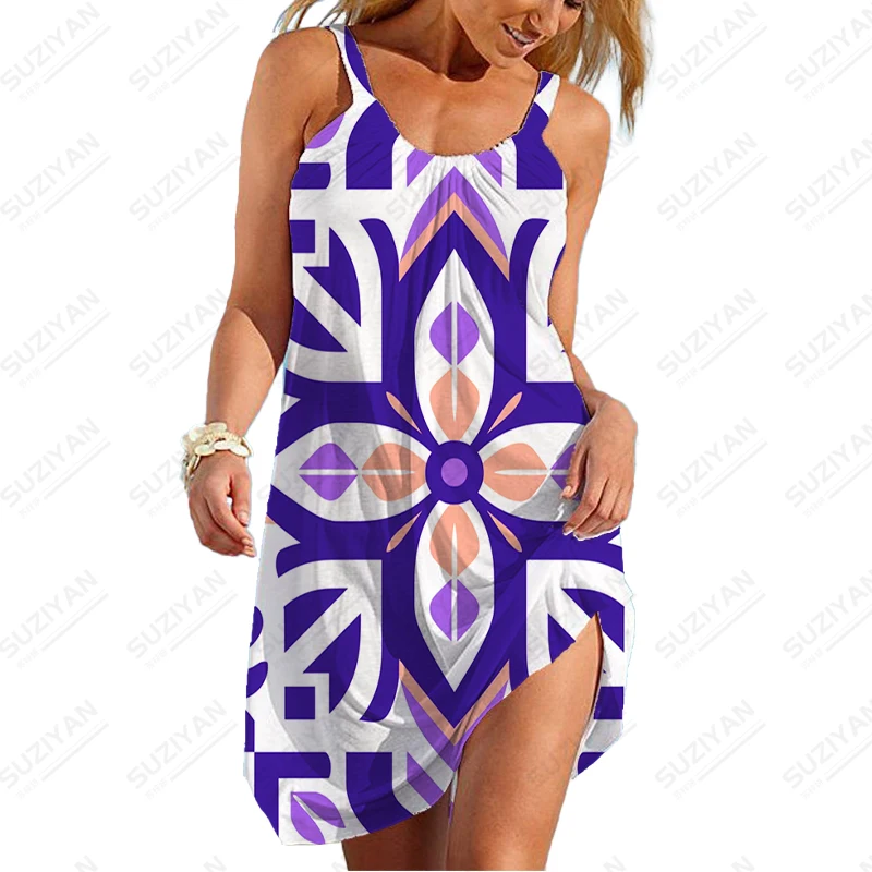 

2023 Hot-selling Dress Women Loose Casual Large Size Dress Soft Comfortable Spaghetti Strap Dress Summer Fashion 3D Print Dress