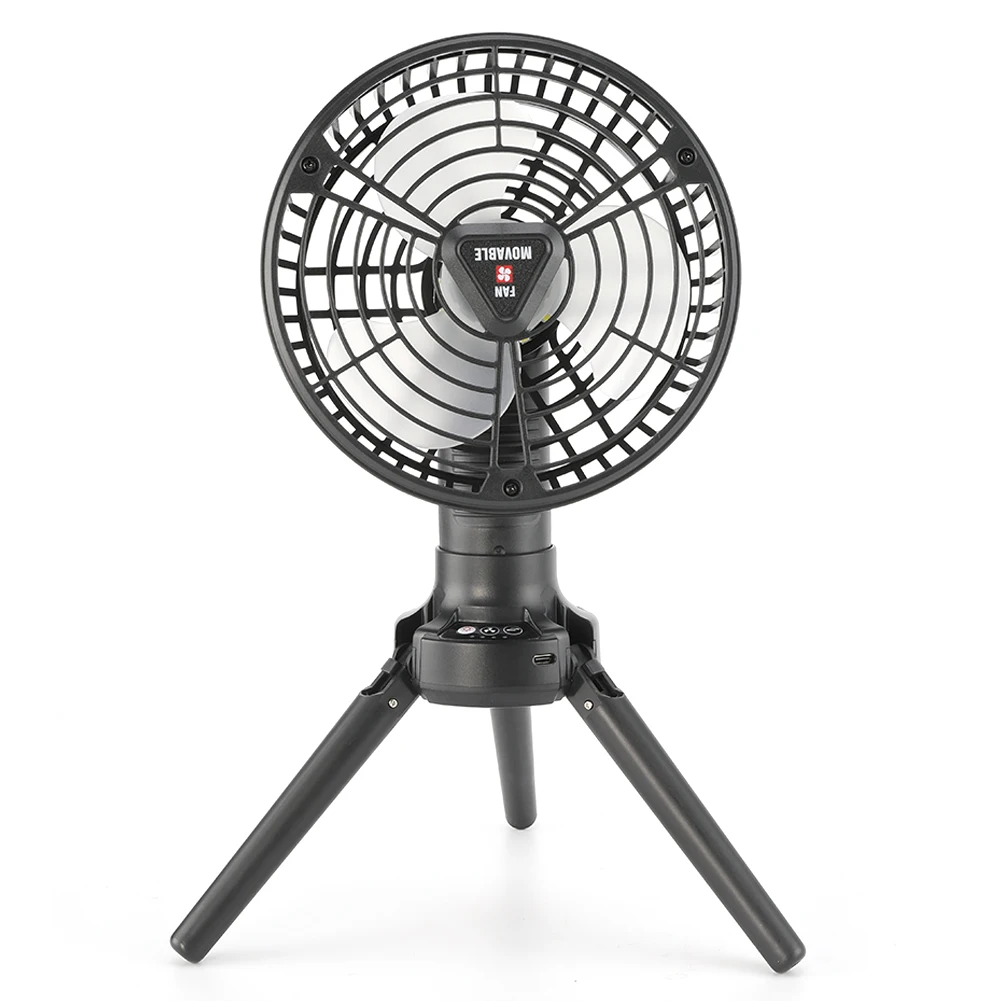 

Rechargeable LED Light Desktop Cooling Fan with Tripod 4 Gears Tent Floor Fans Light Hiking Torch Lights Outdoor