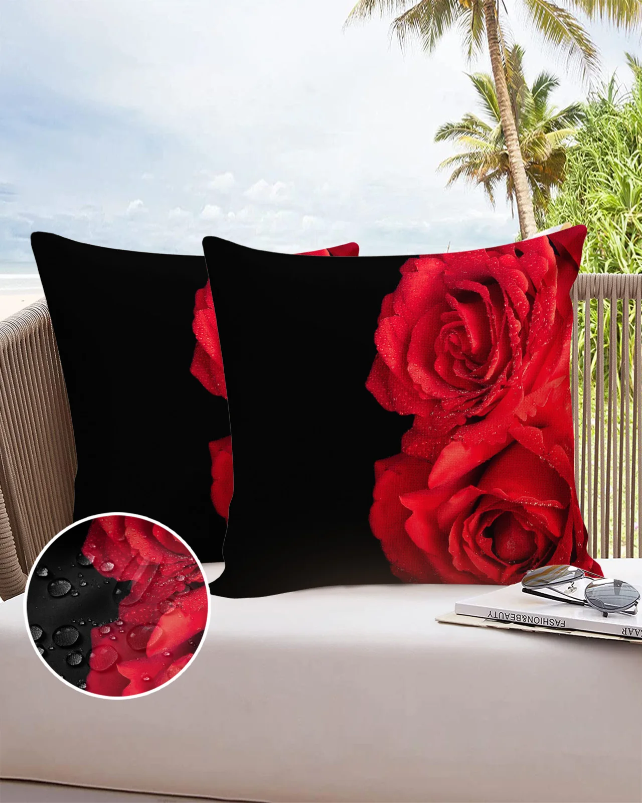 

Rose Flower Red 2/4pcs Pillowcase Waterproof Cushion Cover for Wedding Home Sofa Cushion Pillow Cover Birthday Gift