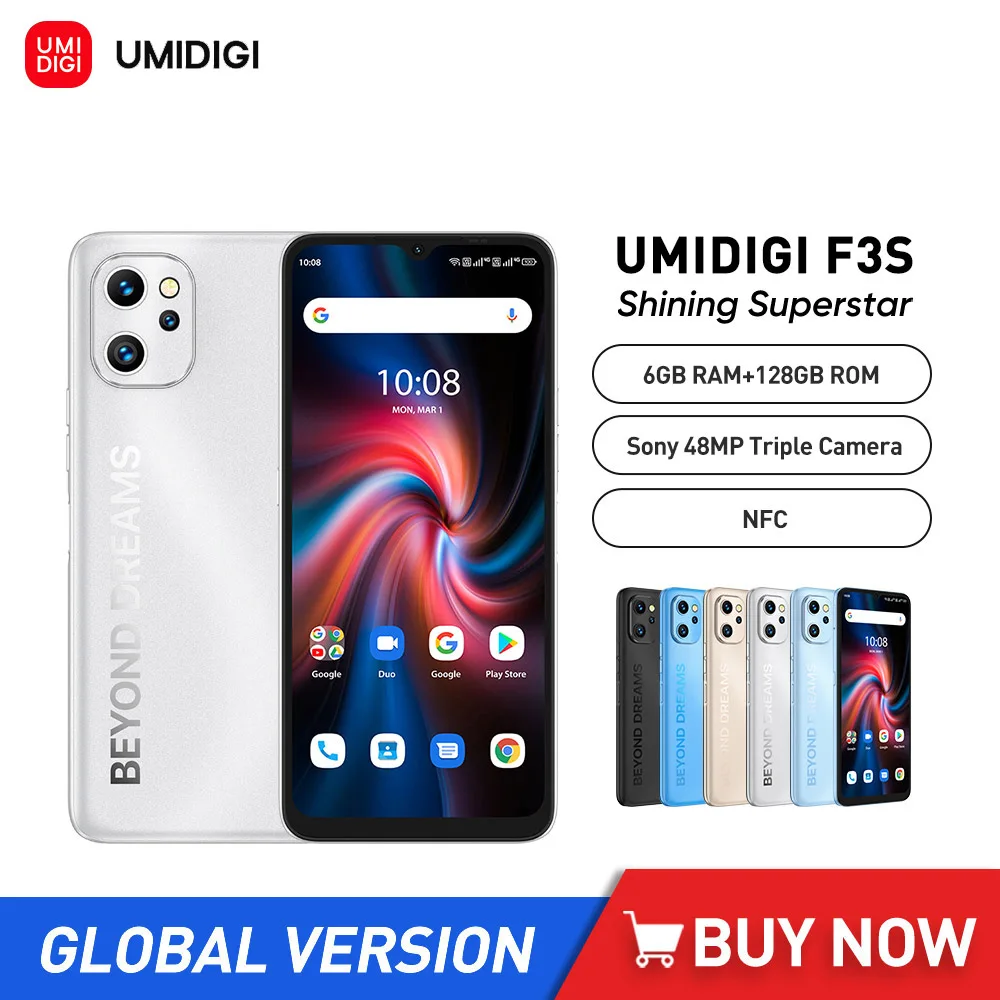 UMIDIGI F3S Android 11 Smartphone Unisoc T610 6GB 128GB MobilePhone 6.7 Inch 48MP Triple Camera Cellphone 5150mAh Global Version