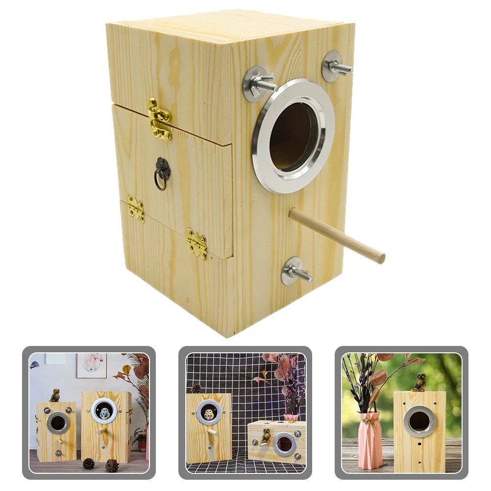 

Animal Decor Wooden Bird Nest Parakeet Supply Supplies Solid Accessories Garden Nesting House Cage for calopsita