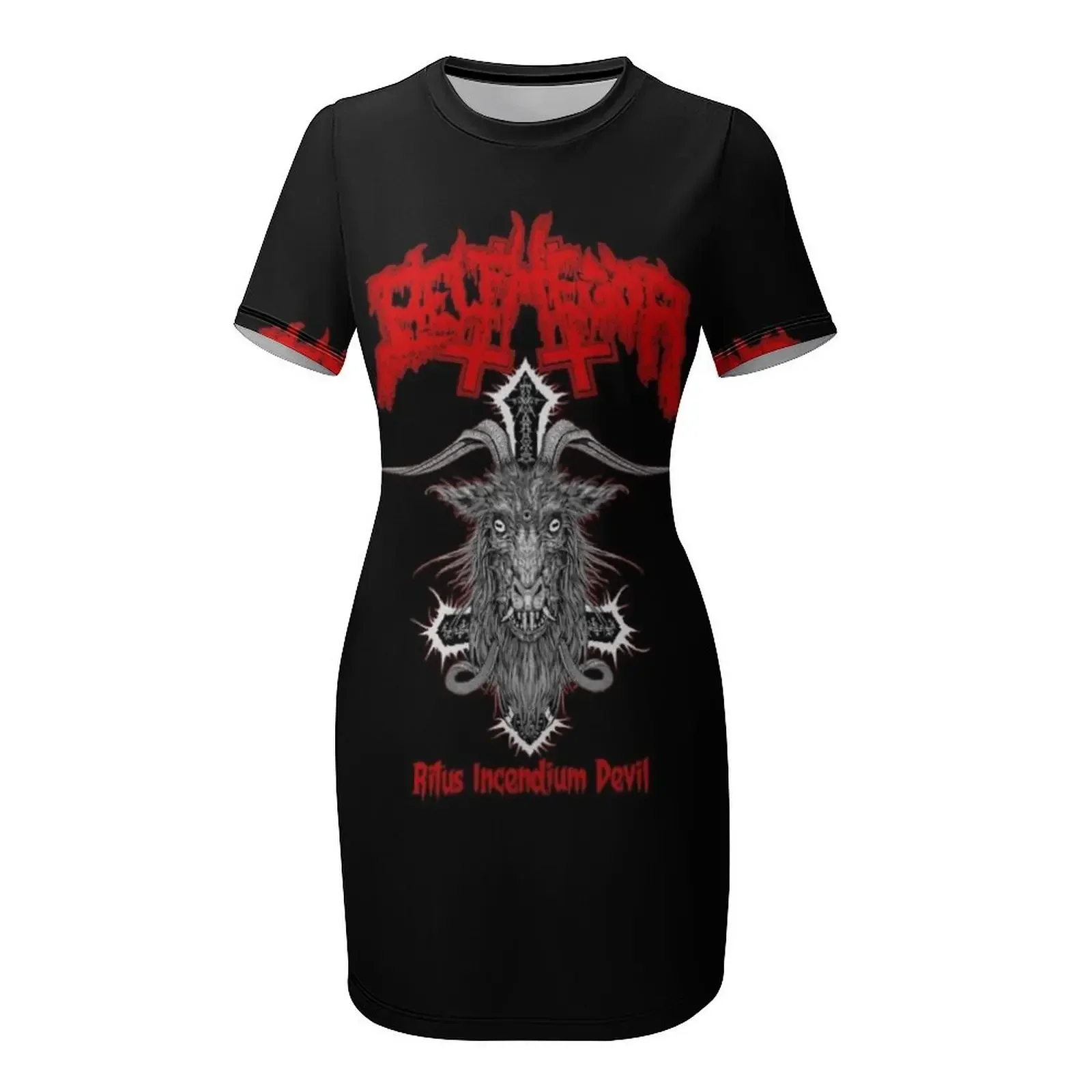 Фото Belphegor-Ritus Incendium Devil — сексуальное короткое платье с короткими рукавами, дерзкое летнее женское платье 2026 года. №4