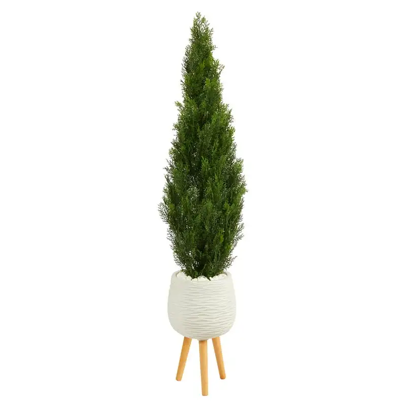 

Cedar Artificial Tree in White Planter with Stand (Indoor/Outdoor)