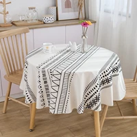 cotton linen tablecloths bohemia black white color 59 inch round table cloth living room fabric party decor table cover