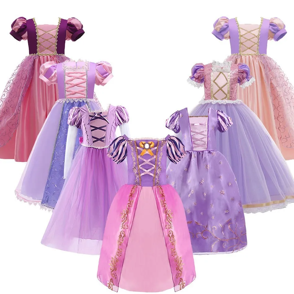 

Kids Rapunzel Dress Up Costumes Girl Princess Dress Rapunzel Wig Girls Carnival Masquerade Fancy Costumes 2-10 Years