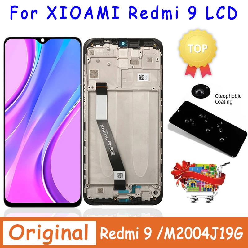 ЖК-дисплей 100% дюйма для Xiaomi Redmi 9 M2004J19G, M2004J19C, сенсорный дисплей в сборе для Redmi9, запчасти для ремонта ЖК-дисплея 6,53 дюйма