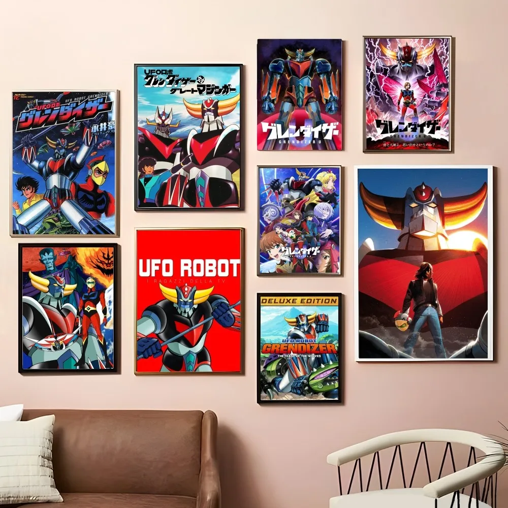 Винтажные постеры НЛО робот Золотой Дрейк клейкие печатные плакаты из белой