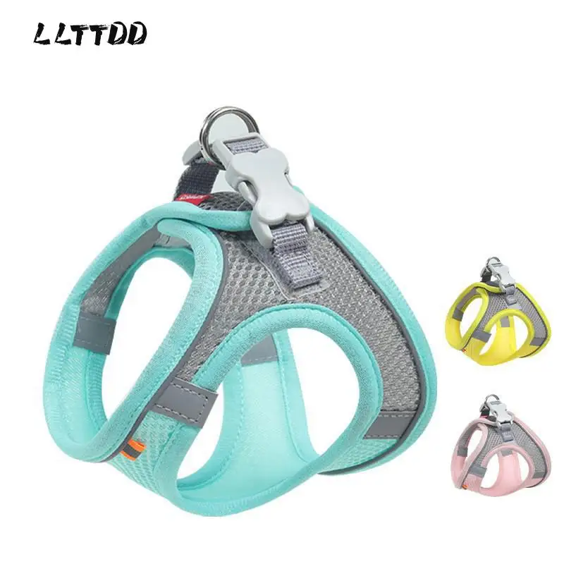 

Dog Harness Clothes Vest Chest Cat Collars Rope Small Dogs Reflective Breathable Adjustable Outdoor Walking Pet Supplies