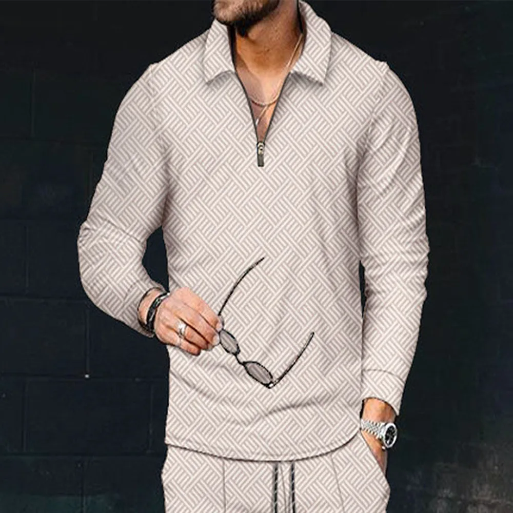 

Европейская и американская мужская рубашка-поло с принтом, пуловер с отворотом и длинным рукавом, футболка