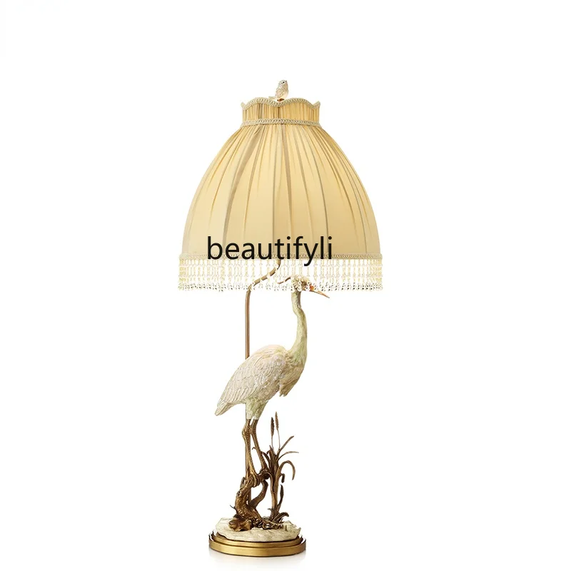 

GY European-Style Pastoral Bedroom Bedside Lamp Home Living Room Study Table Lamp Decoration