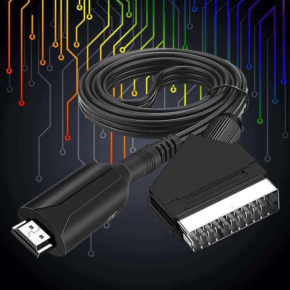 

Адаптер для видео и аудио с высоким разрешением HDMI-совместимый преобразователь сигнала Scart AV с USB-кабелем для DVD-плеера