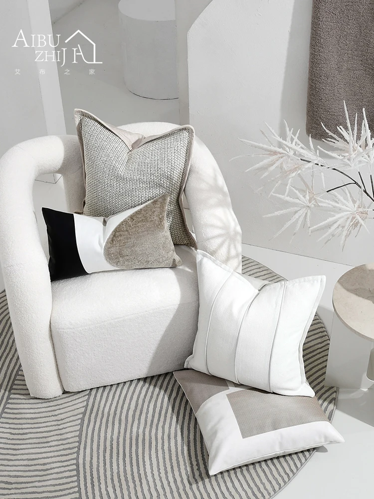 

Cotton Leather Patchwork Cushion Cover 50x50 30x50 Home Decorative Pillowcase for Living Room Sofa Cushions Pillows