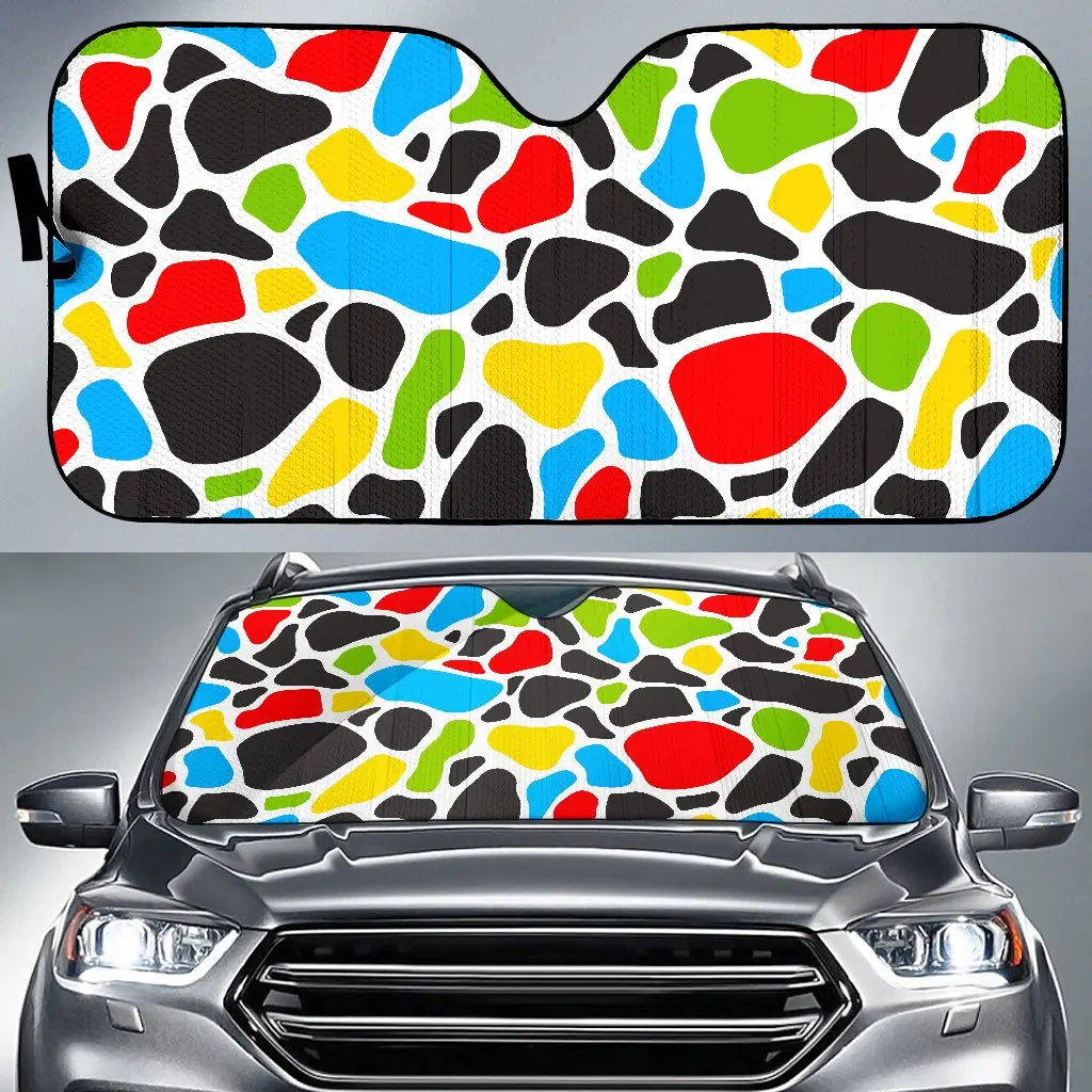 

Colorful Cow Print Car Sun Shade