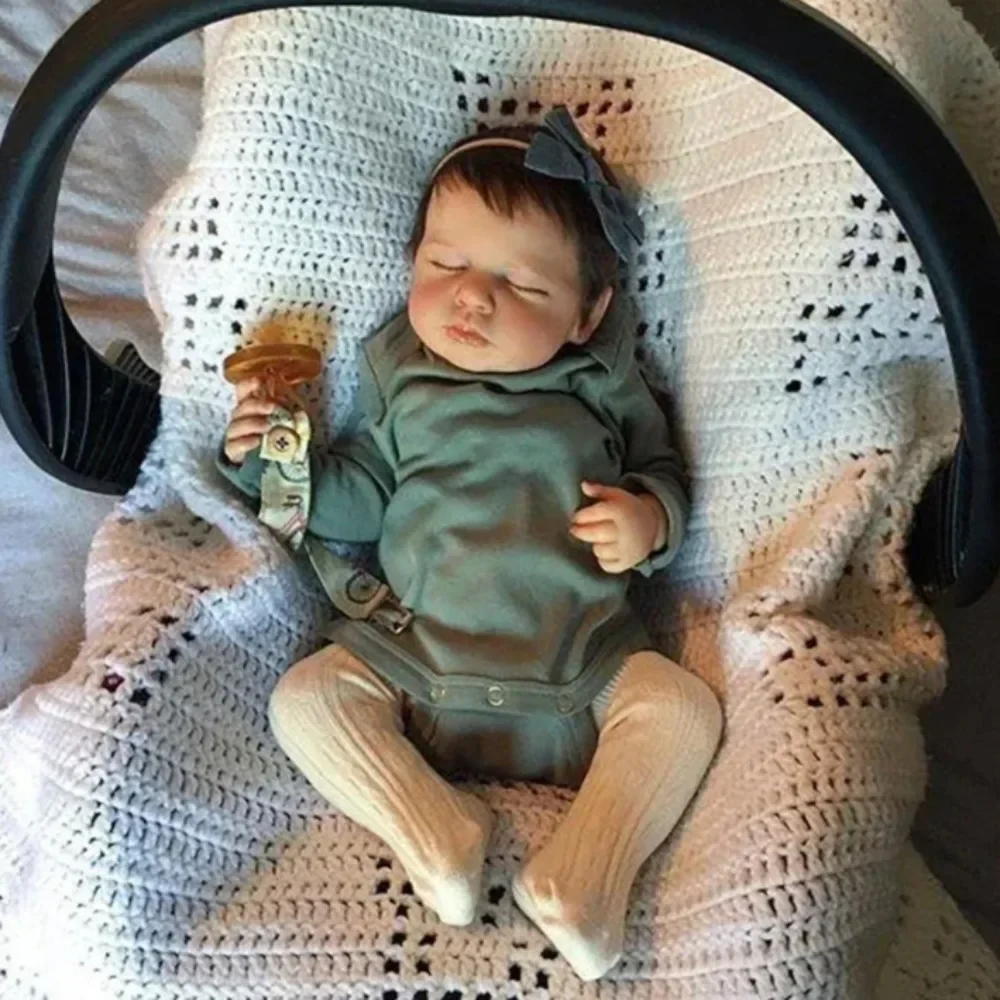 Силиконовая кукла Reborn Sleeping Newborn Baby Doll Loulou 49 см мягкая виниловая Muñecas Bebe ручная