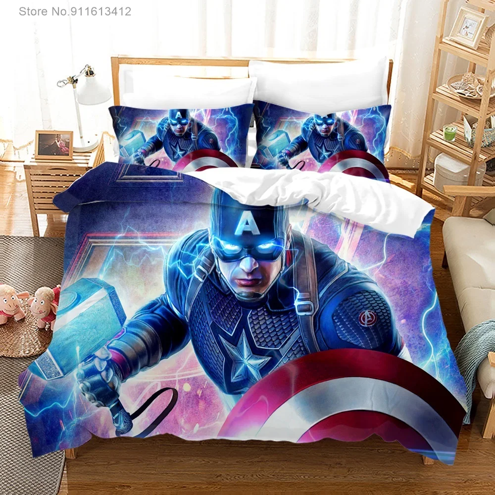 

3D Queen King Size Bedding Set The Avengers Captain America Super Hero Duvet Cover Set Bedcloth with Pillowcase Home Textiles