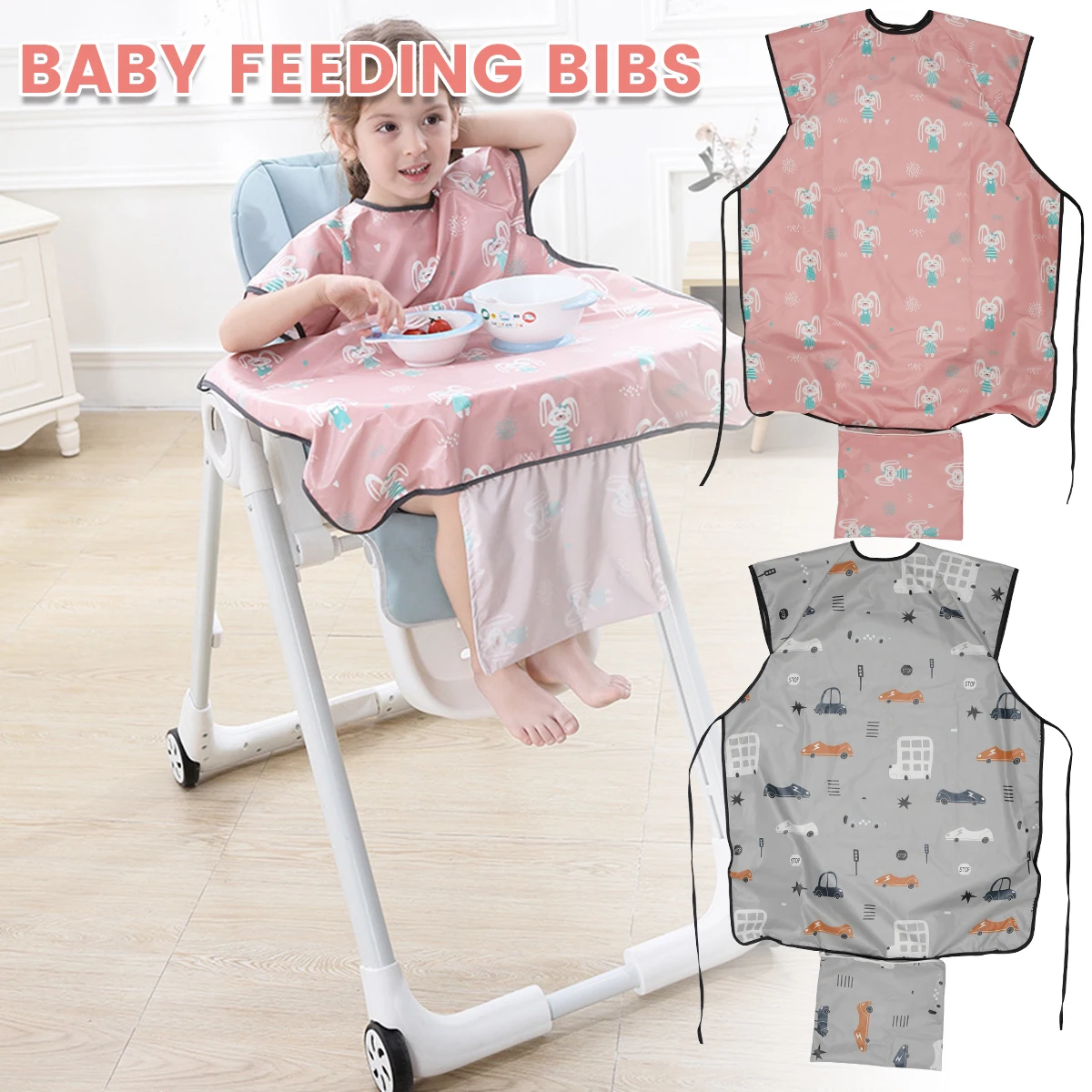 

Waterproof Infant Eating Children Drawing Sleeveless Baby Bandana Bibs Cute Meal Burp Cloths Self-feeding Training Baby Bib