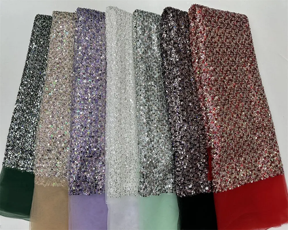 Французские африканские тюлевые бусины кружевная ткань 2024 высококачественное