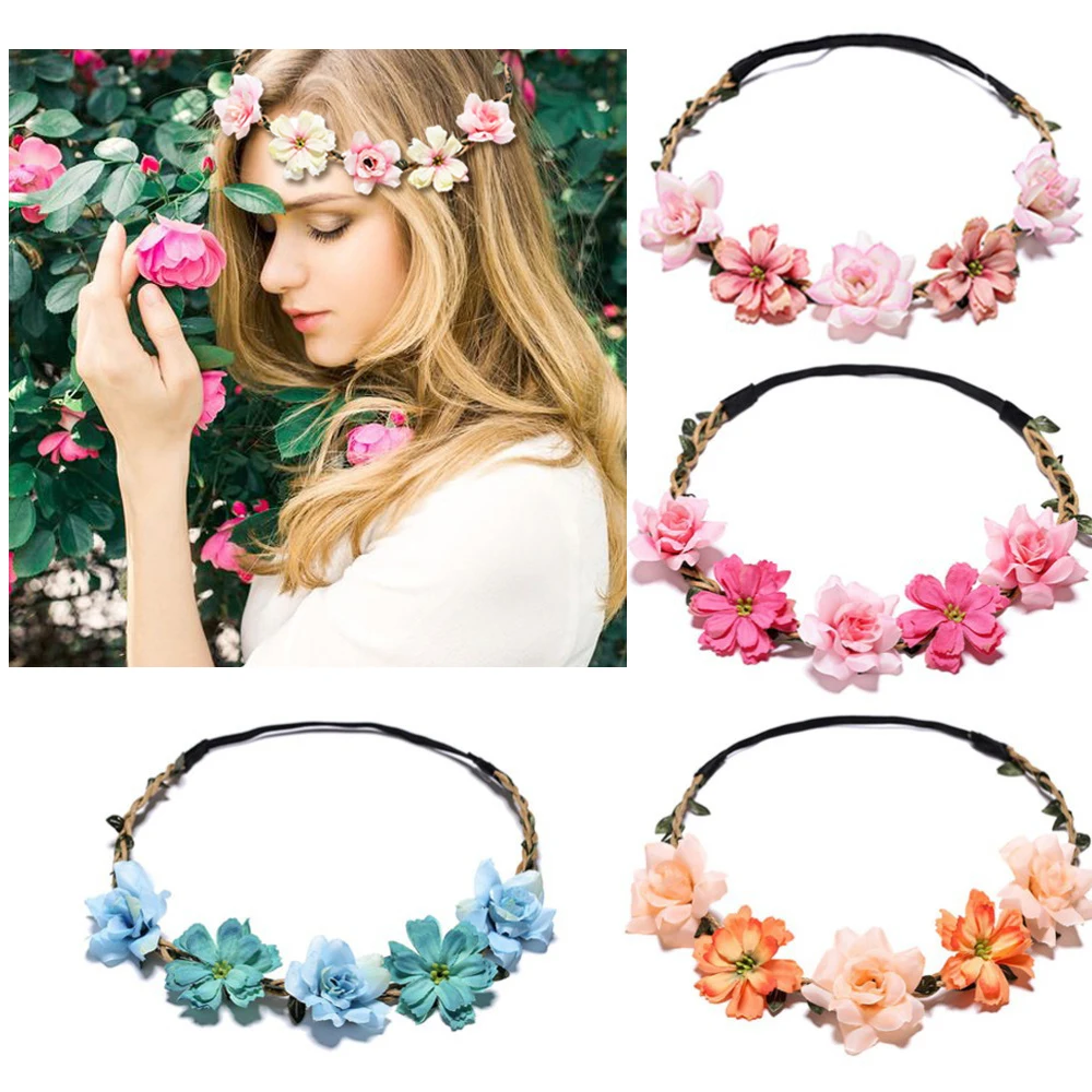 

Women Artificial Gesang Rose Flowers Headband For Home Wedding Birthday Party Brid Princess Girls Wreath Fake Flower Decoration
