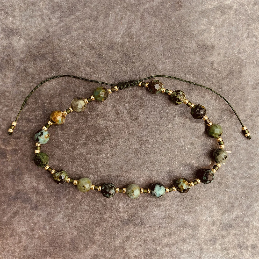 

KKBEAD Ntural Stone Bracelet for Women Men Jewelry 5mm Turquoise Beaded Bracelets Gifts New in Vintage Pulseras Femme Jewellery