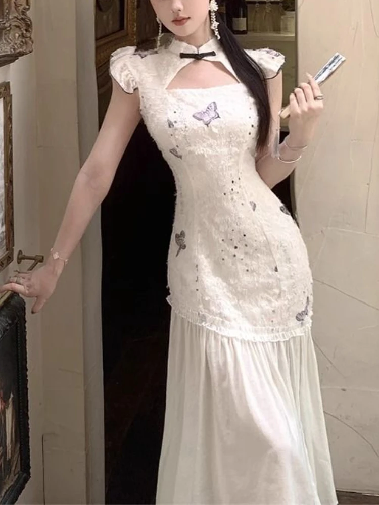 Элегантные женские длинные облегающие платья в Корейском стиле с бантом летние