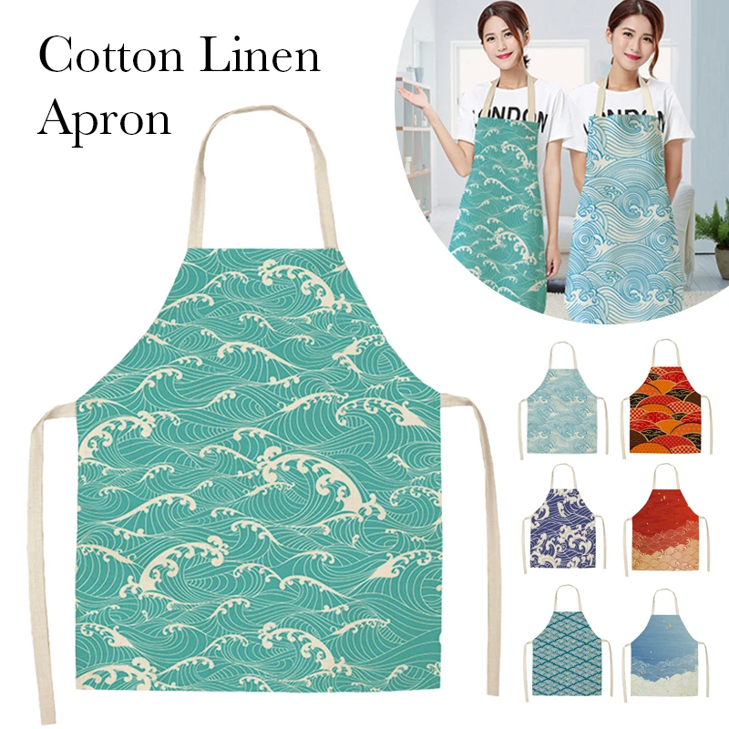 

Japanese Style Cotton Linen Apron Kids Bibs Home Cleaning Aprons Kitchen Restaurant Cooking Apron Baking Coffee Shop Accessories