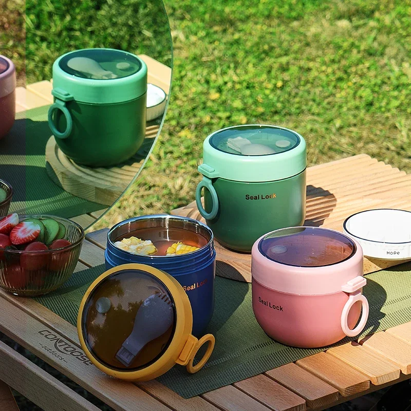 Портативная чашка для завтрака с крышкой и ложкой многофункциональная овсяной