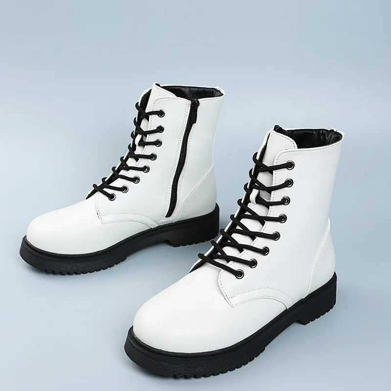 

Женские зимние ботинки со шнуровкой, ботильоны с круглым носком, большие размеры, Осень-зима 2022