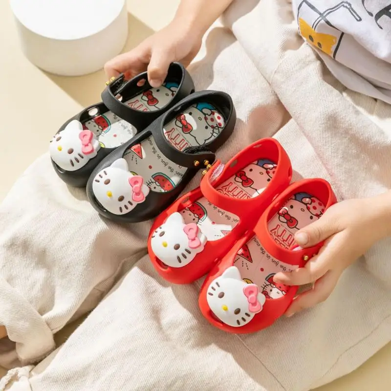 

Сандалии и тапочки для девочек Kawaii Sanrio из аниме Хелло Китти мультфильм Симпатичные Сабо верхняя одежда Пляжная обувь подарок на день рождения