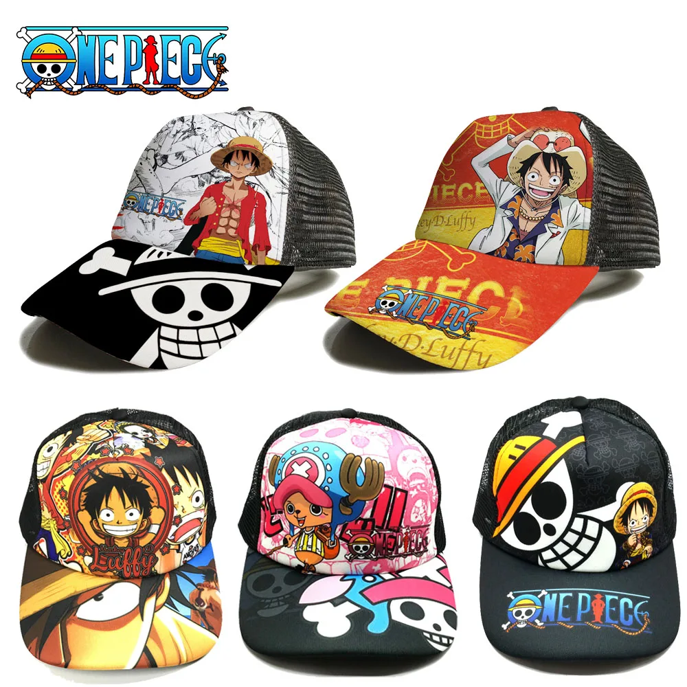 

Anime One Piece Snapback Baseball Cap Cartoon Figure Luffy Chopper Adjustable Men Women Sport Cap Breathable Sun Hat Kids Toys