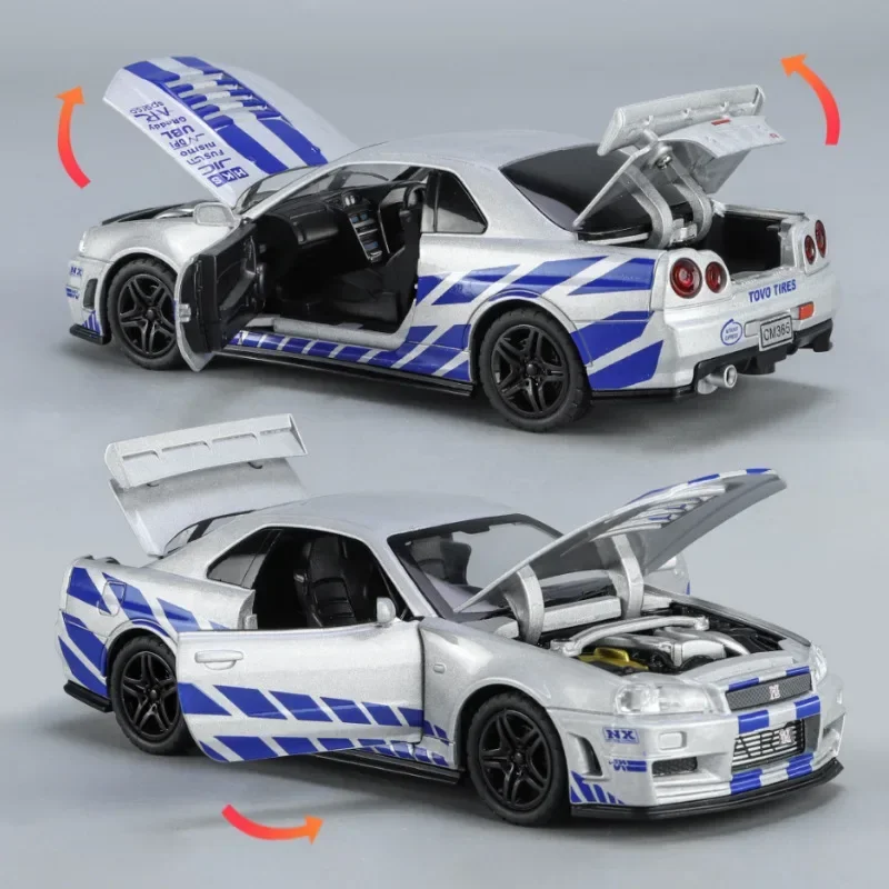 Модель спортивного автомобиля 1:32 Nissan Ares Skyline GTR R34 из сплава модель машины форсаж