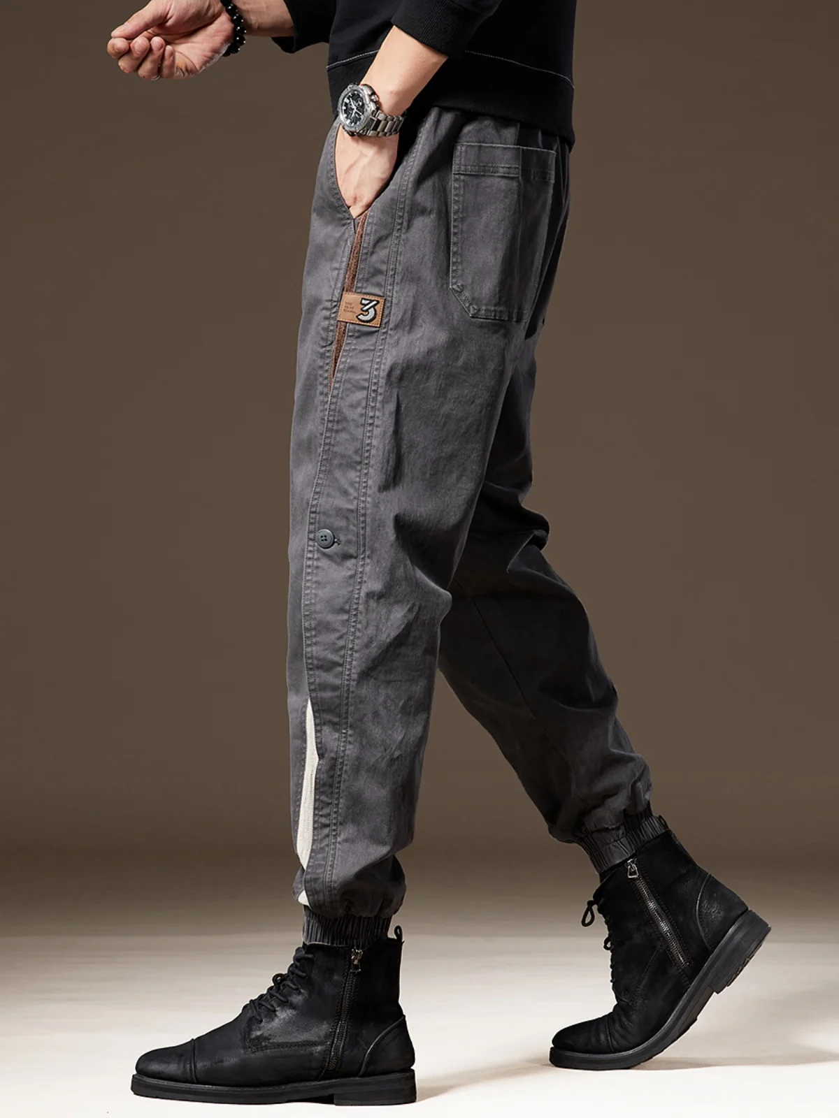 Мужские комбинезоны High-end Design Sense в стиле пэчворк контрастного цвета с завязками