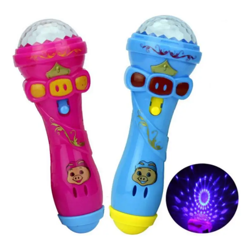 

LED Light Flashing Projection Microphone Torch Shape Kids Children Toy Gift Night Starry Sky Light Baby Bedtime Fun Toys