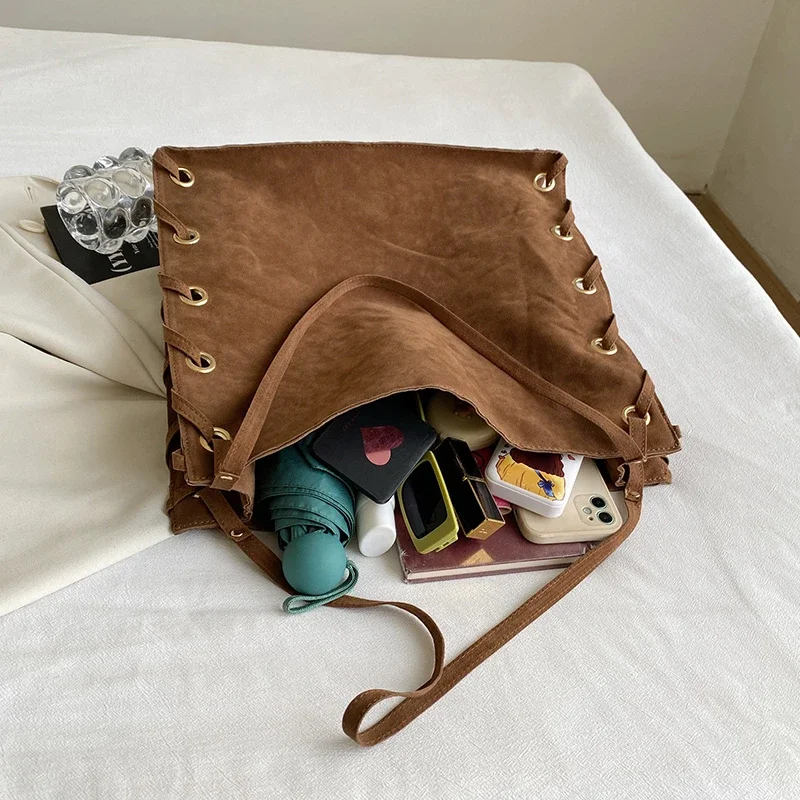 Дизайнерская сумка-тоут роскошная брендовая Замшевая сумка на плечо коричневые