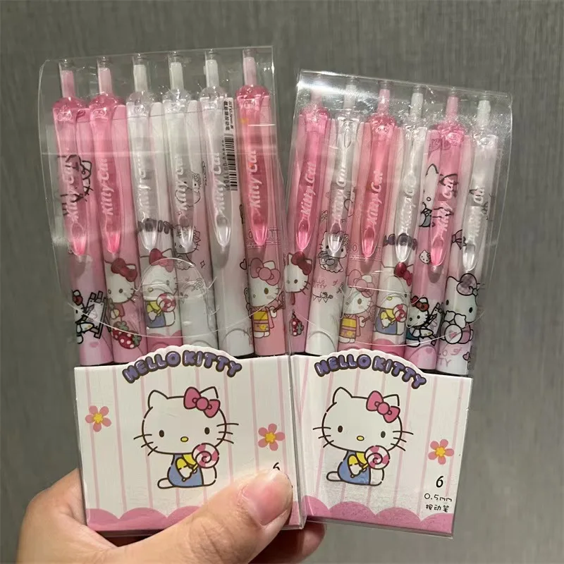 Sanrio Hello Kitty 6 шт. 0 55 мм запасной стержень Y2k Cinnamoroll Kuromi MelodyCartoon ручка для пресса