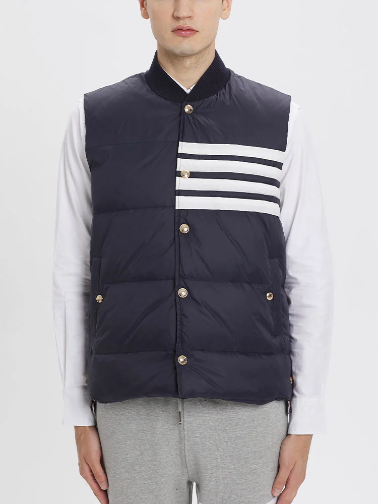

THOM TB Men's Jackets Vest 4-bar Stripe Winter Thermal Puffer Jacket Fashion Brand Down-Filled Women Loose Casual Male Coat