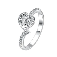 stylish silver jewelry elegant round zircon silver plated ring spr019 d 8 white