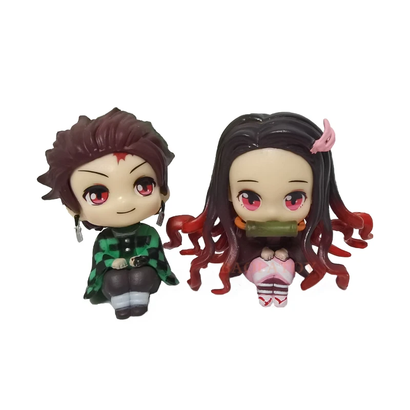 

2pcs Anime Kimetsu no Yaiba Figure Toy MH Look Up Demon Slayer Kamado Tanjirou Kamado Nezuko Action Figure Model Doll Toys 6cm