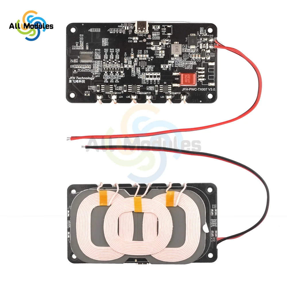 

Автомобильный 3-катушечный 5 Вт/7,5 Вт/10 Вт/15 Вт/18 Вт Type-C Qi Беспроводное зарядное устройство-передатчик стандарта USB Type-C