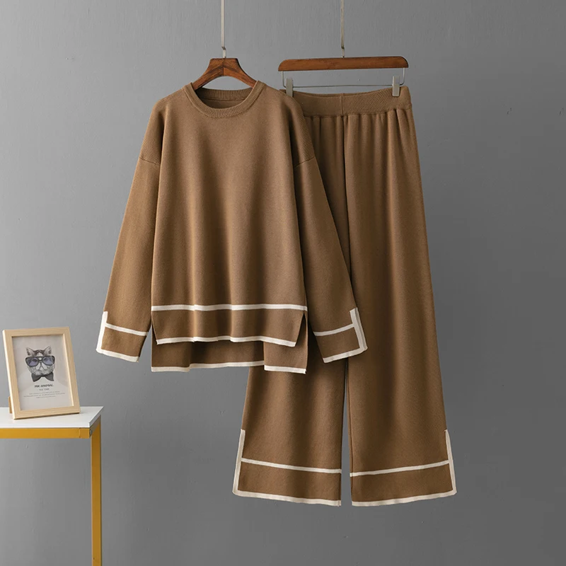 Женский Спортивный Костюм Trikotaj HLBCBG Свитер С Круглым Вырезом И Свободными Прямыми