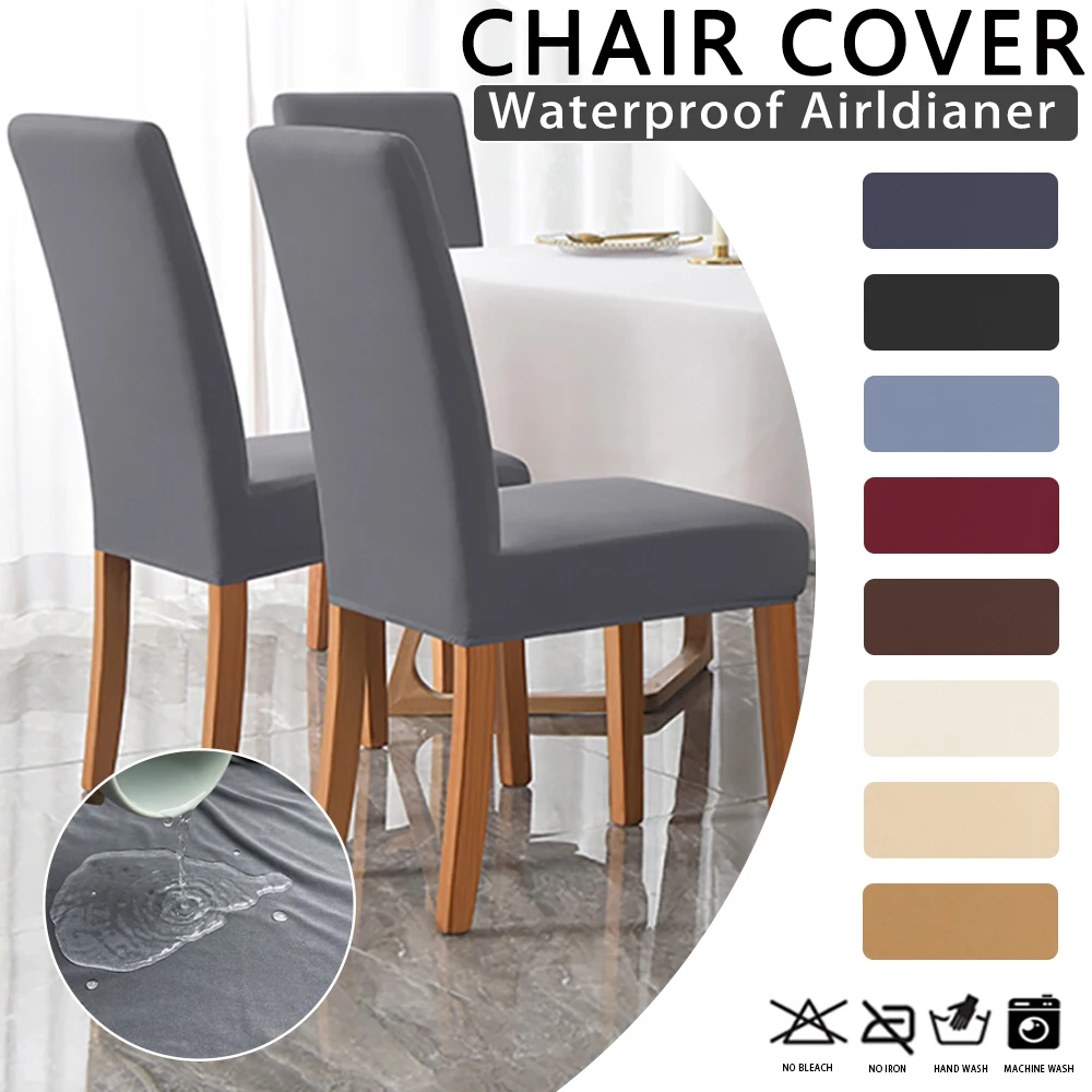 

Water proof Spandex Chair Covers Stretch Soild Colour Chair Slipcovers for Dining Room Kitchen Hotel Banquet Elastic Removable