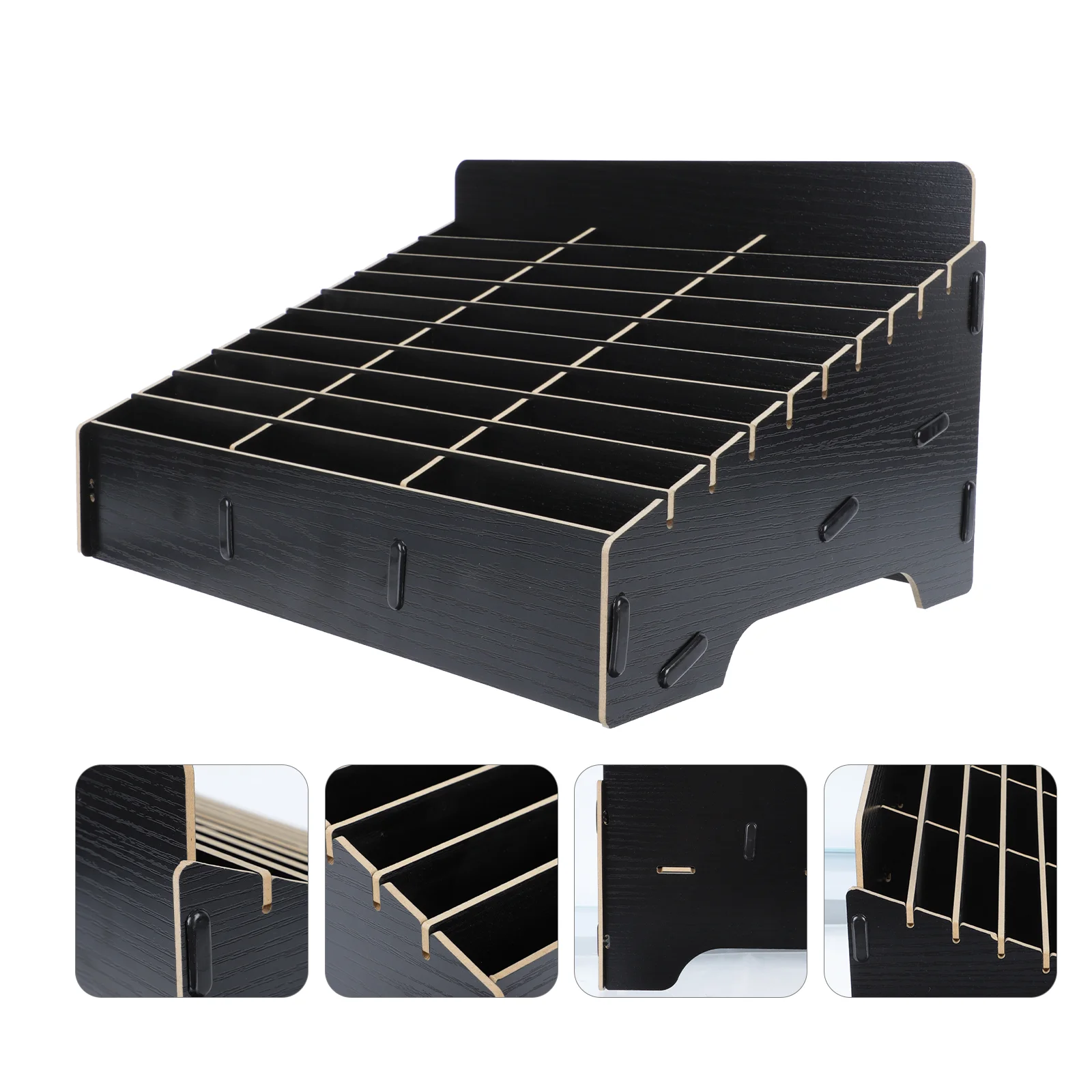 

1Pc Meeting Room Phone Organizer Multi-grid Storage Box Phone Holder (Black)