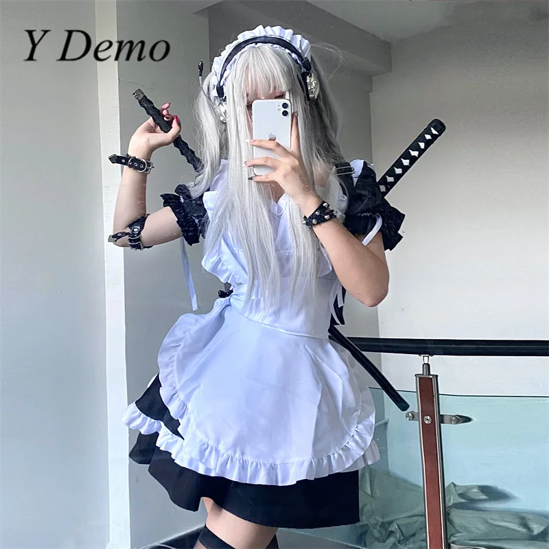 

Женское платье в стиле Харадзюку с высокой талией и оборками