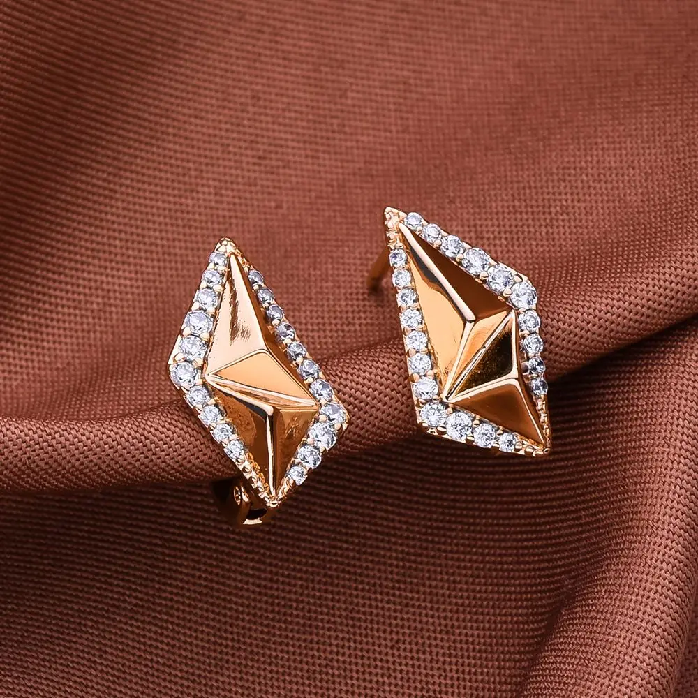 

Dckazz Geometric Earring Fashion Quadrilateral Inlay Crystal Rose Gold Color Shiny Drop Earring Classic Woman Vintage Jewelry